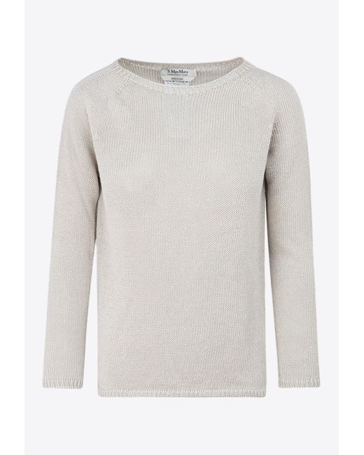 Max Mara White Linen-Knit Sweater