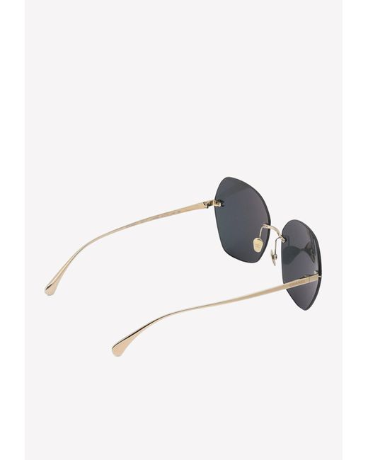 Chanel Cc Logo Rimless Square Sunglasses in Grey