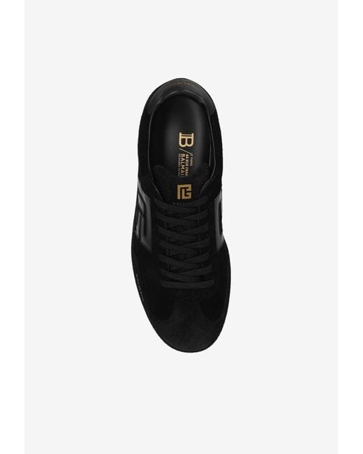 Balmain Black Swan Suede Low-Top Sneakers for men