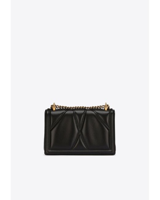 Dolce & Gabbana Black Medium Devotion Quilted Leather Crossbody Bag