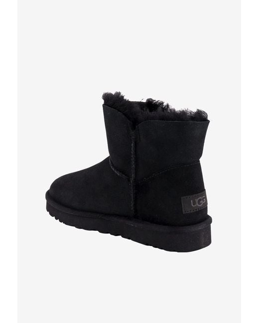Ugg Black Mini Bailey Button Ii Suede Ankle Boots