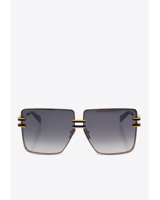 Balmain Gray Gendarme Square Sunglasses