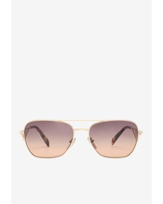 Prada Pink Triangle Logo Aviator Sunglasses