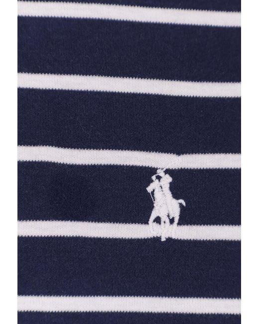 Polo Ralph Lauren Men's Blue Embroidered Logo Stripe T-Shirt