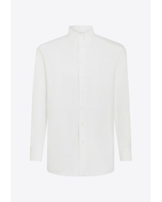 Etro White Logo Embroidered Button-Up Shirt for men