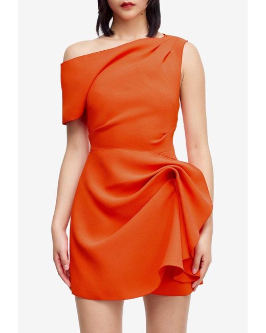 Acler Orange Eddington Draped Mini Dress