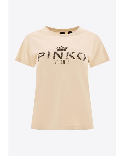 Pinko Natural Logo Print T-Shirt