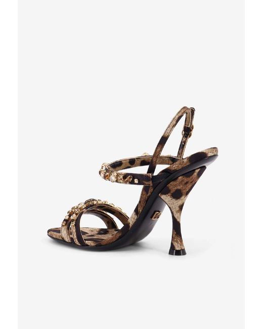 Dolce & Gabbana Brown Keira 105 Leopard Print Sandals