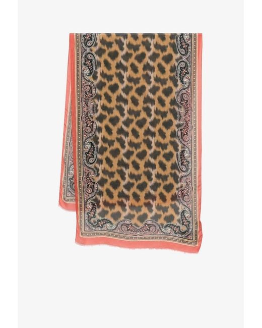 Etro Multicolor Leopard Print Scarf