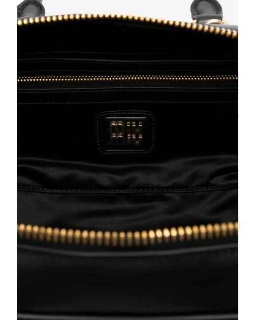 Miu Miu Black Large Arcadie Leather Top Handle Bag