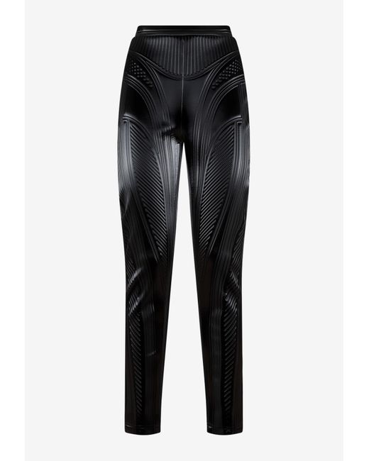 Mugler Glossy Embossed Leggings in Black Lyst