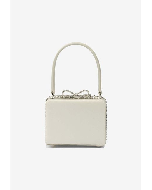 Self-Portrait White Mini Pearl-Embellished Handbag