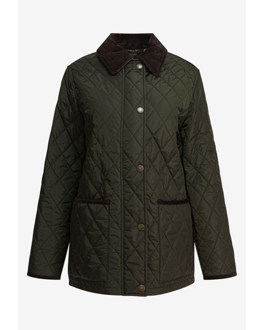 Burberry Green Quilted Buttoned Jacket