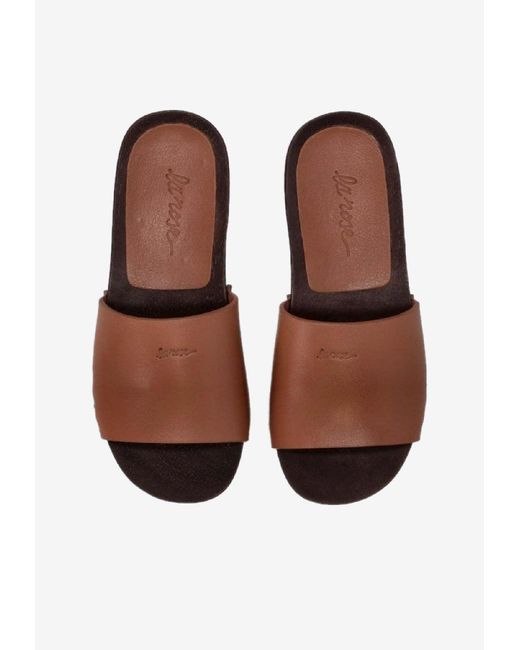 LA ROSE Brown Studded Leather Clogs