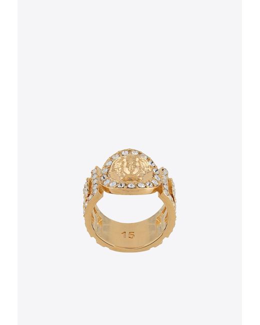 Versace Metallic La Medusa Crystal-Embellished Ring