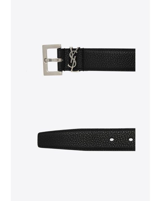 Saint Laurent White Monogram Leather Belt for men
