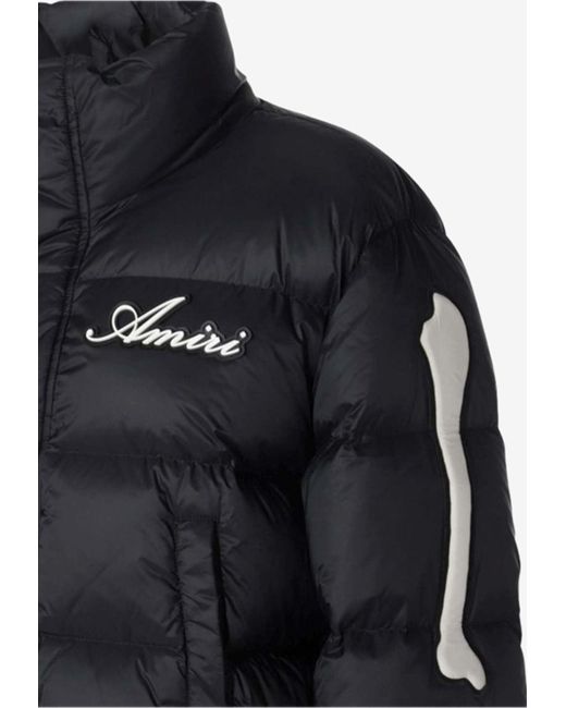 Amiri Black Bones Cropped Puffer Jacket