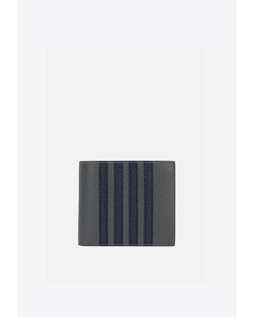 Thom Browne White 4-Bar Stripe Bi-Fold Leather Wallet for men