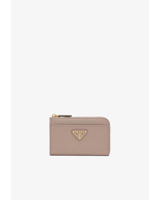 Prada White Leather Zip Key Holder
