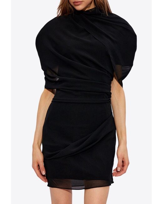 Jacquemus Black Castagna Draped Mini Dress