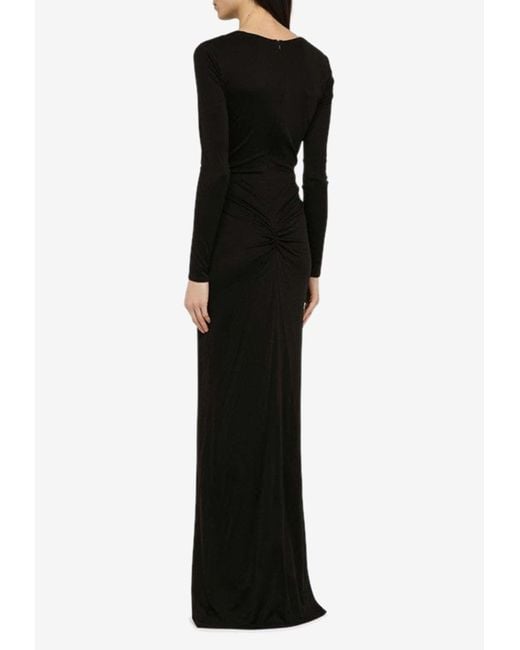 Costarellos Black Brienne Draped Silk-Blend Dress