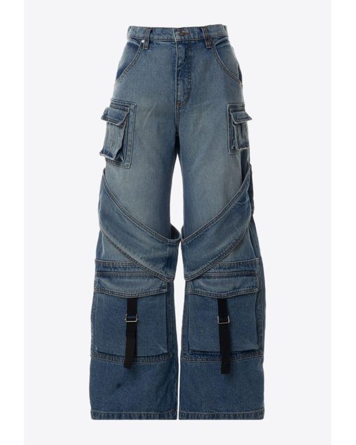 EB DENIM Blue Frederic Wide-Leg Cargo Jeans