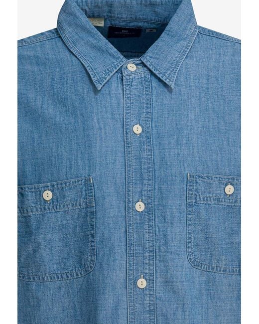 Levi's Blue Denim Buttoned Shirt for men