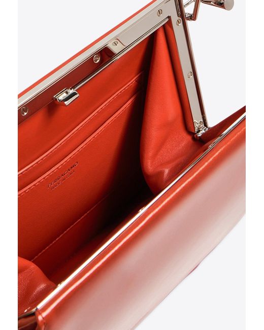 Ferragamo Red Small Semi-Rigid Leather Shoulder Bag