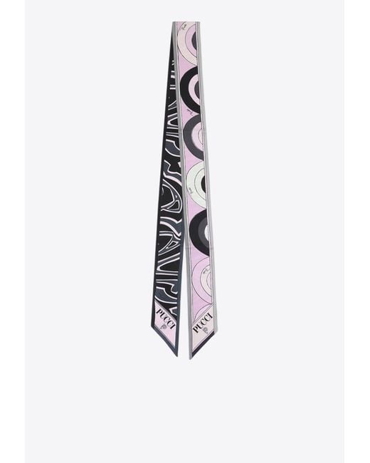 Emilio Pucci White Patterned Silk Bandeau With Logo-Print