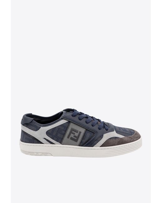 Fendi Blue Step Monogram Low-Top Sneakers for men