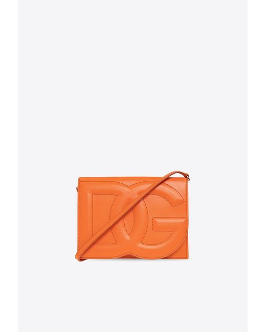 Dolce & Gabbana Orange Dg Logo Leather Shoulder Bag