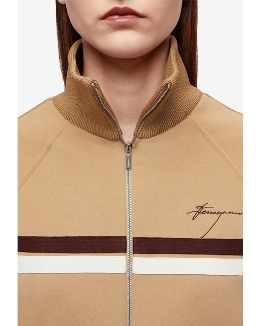 Ferragamo Natural Logo Track Zip-Up Jacket