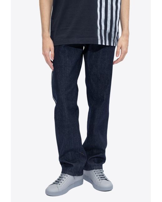 Dolce & Gabbana Blue Straight-Leg Jeans With Contrast Piping for men