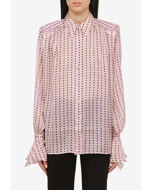 ANDAMANE Pink Semi-Transparent Patterned Shirt
