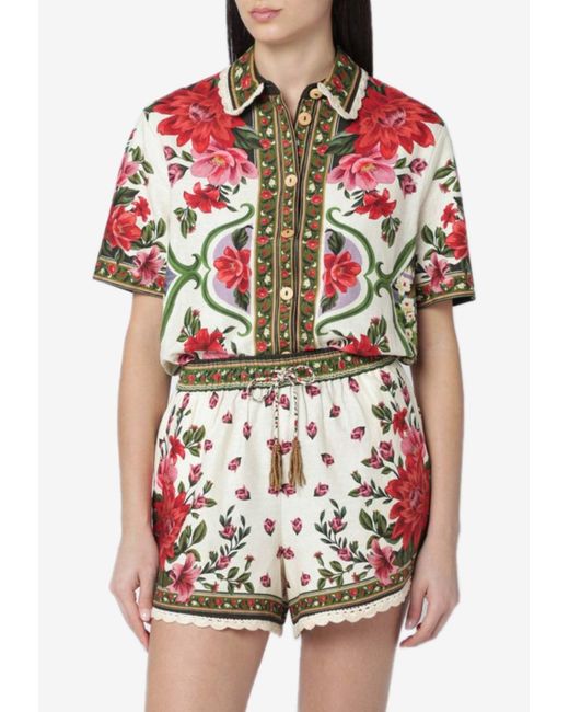 FARM Rio Women's Red Wonder Rio Crochet-Trimmed Floral Shirt -  www.disolcolor.com