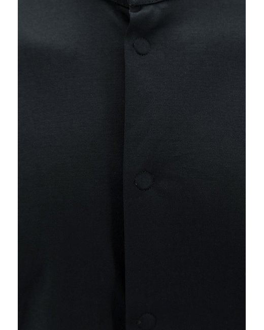 Giorgio Armani Blue Long-Sleeved Shirt With Band Collar for men