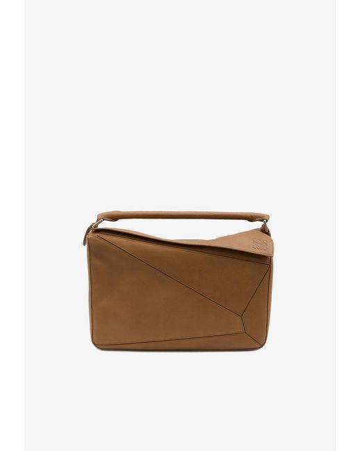 Loewe White Large Puzzle Edge Grained Leather Top Handle Bag for men