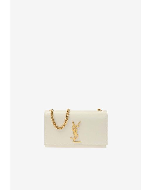 Saint Laurent Small Kate Shoulder Bag In Grained Leather in White Lyst