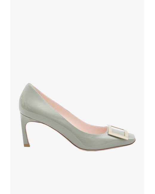 Roger Vivier White Trompette 70 Patent-Leather Pumps