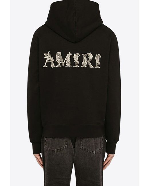 Amiri Black Logo-Embroidered Hooded Sweatshirt for men