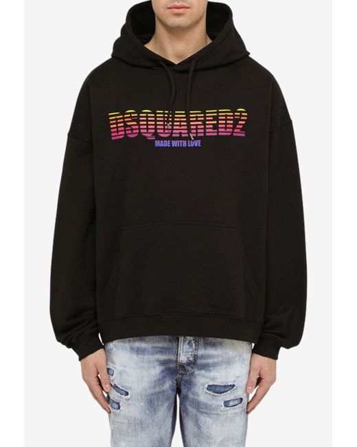 DSquared² Black Logo Hooded Sweatshirt for men