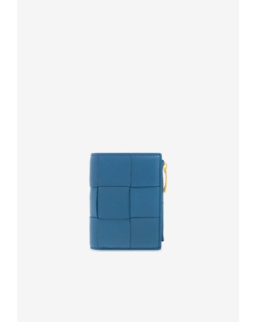 Bottega Veneta Blue Small Cassette Bi-Fold Zip Wallet