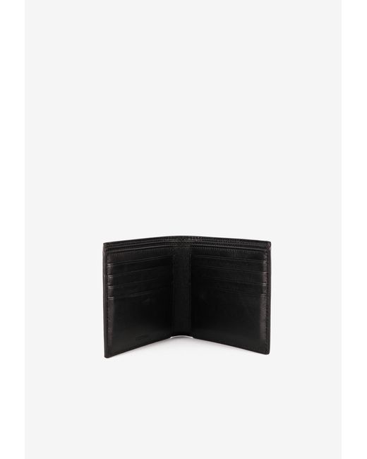 Balenciaga Black Leather Logo Bifold Wallet for men