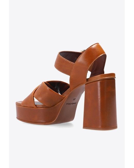 See By Chloé Brown Lyna 70 Platform Leather Sandals
