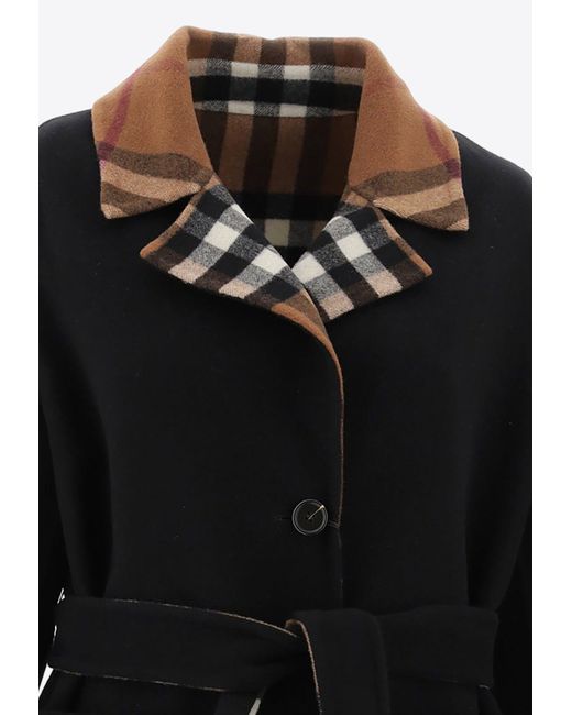 Burberry Black Reversible Single-Breasted Wool Coat