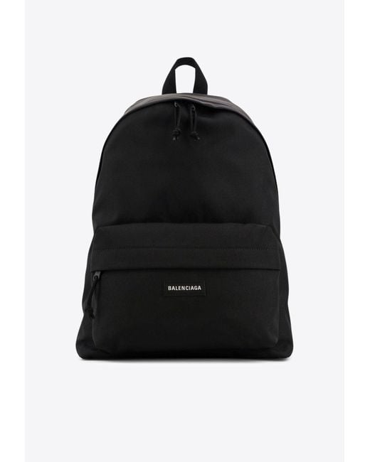 Balenciaga Black Explorer Logo Backpack for men