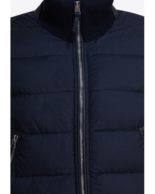 Tom Ford Blue Padded Zip-Up Jacket for men