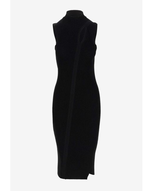 Versace Slash Cutout Turtleneck Midi Dress in Black Lyst