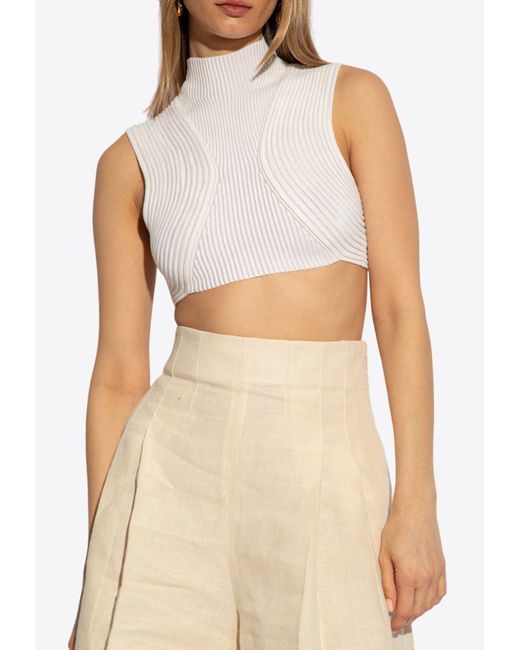 Chloé White Paneled Wool Cropped Top