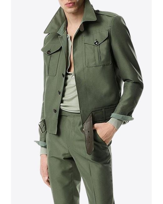 Tom Ford Green Wool And Silk Field Jacket for men